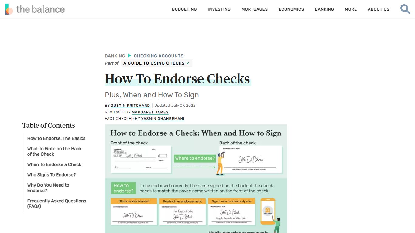 How To Endorse Checks, Plus When and How To Sign - The Balance